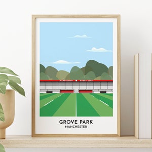 Manchester Rugby Grove Park Ground Contemporary Print, Wall decor Gift for Men, Poster Gift for Her