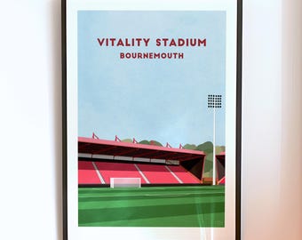 Bournemouth Vitality Stadium-print - poster voetbalclub muurkunst cadeau
