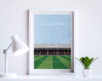Fulham Football Stadion Craven Cottage Kunstdruck - gerahmt oder ungerahmt Wahl - Geburtstagsgeschenke für Papa - schnelle Lieferung in Großbritannien