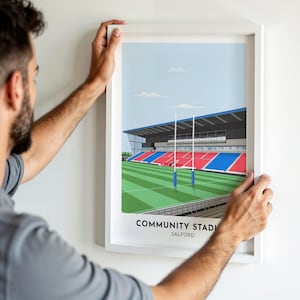 Sale Sharks, AJ Bell Stadium, Sale, Contemporary Print, Gift for Men, Poster, Rugby Stadium, Rugby Union
