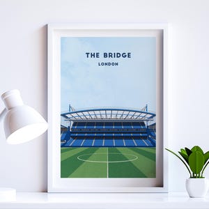 Chelsea Poster - &#39;The Bridge&#39; Stadium - Retro Modern Football Gift - Chelsea Print