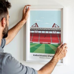 Olympiacos Football Gift - Karaiskakis Stadium Print -  Piraeus Attica Art Poster Greece - Gift for Greek Friend