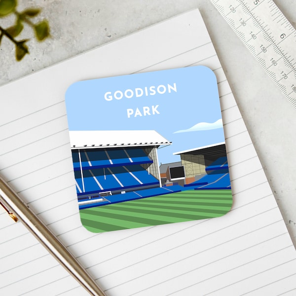 Everton Coaster, Goodison Park Stadium Illustration, Drinksware Coasters Set of 1 2 3 or 4, Personalised Gifts for Football Fan