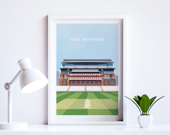 Lancashire County Cricket Art Print, Old Trafford Cricket Ground Poster, Modern Style Wall Art, Sports Fan Gifts