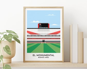 River Plate Football Gift - El Monumental Stadium Art Print - Buenos Aires Poster Illustration - Gift for Argentine Men Women