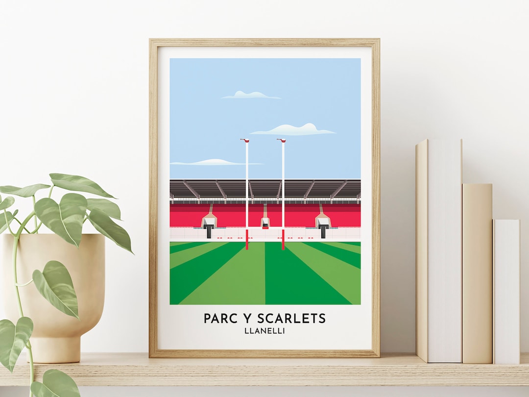 Llanelli RFC, Parc Y Scarlets Illustrated Art Poster, Welsh Gifts for ...