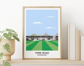 Maidenhead United Football Gift - York Road Football Ground Illustration Print - Football Poster - Berkshire Friend Present