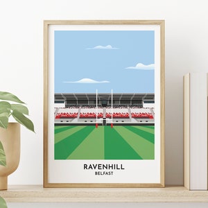 Ulster Rugby Gift - Ravenhill Print Kingspan Stadium Poster - Belfast Art Poster - Gift for Men Women - 50th Birthday Gift