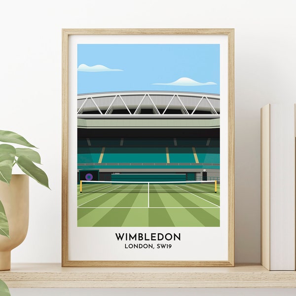 Wimbledon Tennis - Centre Court Art Print - Tennis Fan Gift Print - Birthday Gift for Her Him