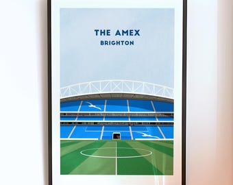 Brighton The Amex Stadium Print - Illustrated Football Poster, Wall Art Gift