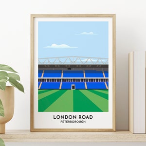 Peter Borough Fußball Geschenkdruck - London Road Weston Homes Stadion Illustrierter Zeitgenössischer Druck - Geburtstagsgeschenk für Papa Mama