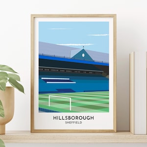 Sheffield Wednesday Gift, Hillsborough Graphic Art Poster, Birthday Present for Him Her, Various Print Sizes