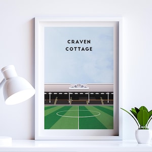 Fulham Football Poster - Craven Cottage Stadium - Minimalist Football Art Print Gift