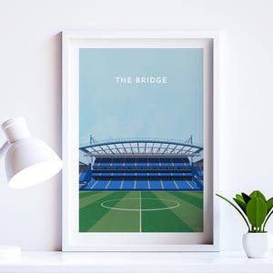 Chelsea Football Poster Gift, &#39;The Bridge&#39; Stadium Art Print, Unique Birthday Present for Him, Soccer Fan Gifts