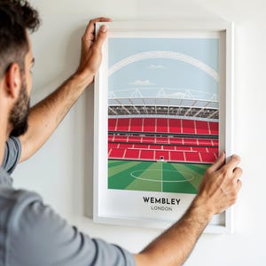 Stampa di calcio inglese, poster d'arte contemporanea dello stadio di Wembley, regalo da parete per la squadra maschile e femminile, con o senza cornice, formato A4, A3, A2, A1