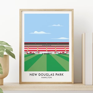 Hamilton Academical Football Poster, New Douglas Park Stadium Minimalist Art Print, Super Seal Stadium, Gallery Wall Prints