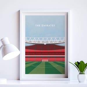 Arsenal Poster Football Gift, Modern Art Print of Emirates Stadium, Best Gifts for Men, Wooden Framed or Unframed