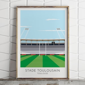 Stade Toulousain, Tolosa, Rugby, Stampa contemporanea, Clermont-Ferrand, Poster, Cadeau pour lui, Cadeua pour papa