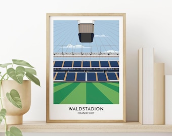 Impresión de fútbol de Frankfurt - Póster del Waldstadion - Fútbol alemán - Póster de fútbol - Regalo para él - Regalo para ella