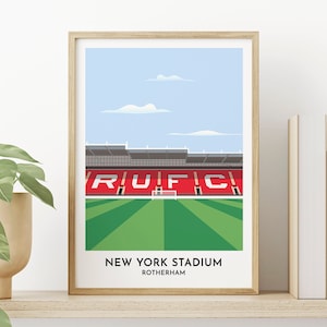 Rotherham United Football Fan Gift, New York Stadium Poster Print Illustration, 30th 40th 50th Birthday Gift for Man Woman