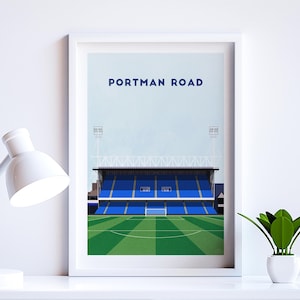 Ipswich Football Wall Art - Portman Road Stadium - Retro Modern Football Poster Illustration Gift