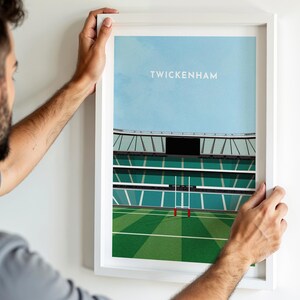 Impression d'art contemporain de Twickenham, Angleterre, cadeau poster de rugby