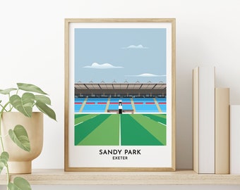 Exeter Rugby - Wydruk Sandy Park - Chiefs - Devon Art - Prezenty dla Rugby - Prezent dla Niego