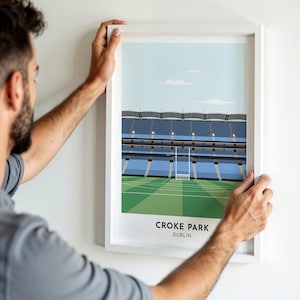 Impresión artística del Croke Park de fútbol gaélico irlandés, póster ilustrado del estadio de los Juegos Irlandeses de Dublín, obra gráfica de estilo contemporáneo