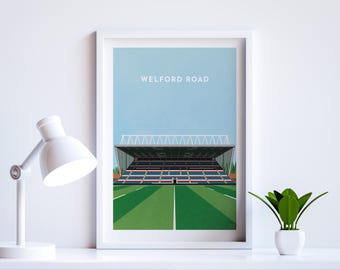 Wydruk artystyczny stadionu Leicester Rugby Welford Road – oprawiony lub nieoprawiony – stylowy prezent dla fanów rugby – wyprodukowano w Wielkiej Brytanii