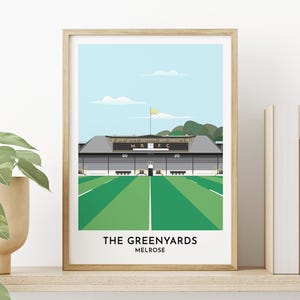 Melrose Rugby Art Print, The Greenyards Rugby Ground Illustration, Perfect Rugby Fan Present