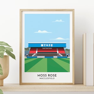 Macclesfield Town FC Stadium Print, Moss Rose Football Ground Illustrated Print, Football Fan Present, Soccer Art