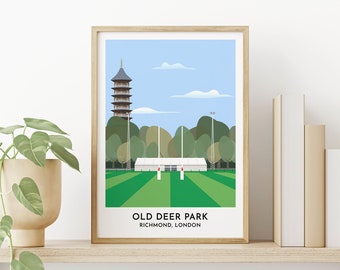 London Welsh Rugby - Old Deer Park Print - Richmond London Poster - Contemporary Print - Gift for Men Women