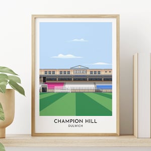 Dulwich Hamlets Stadion Kunstdruck, Champion Hill Fußballplatz Zeitgenössische Illustration
