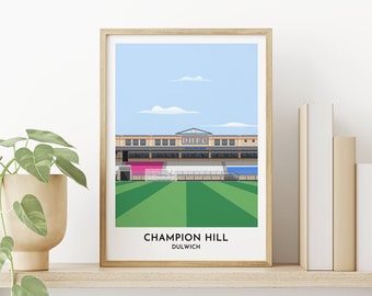Dulwich Hamlets Stadium Art Print, Champion Hill Football Ground Contemporary Illustration
