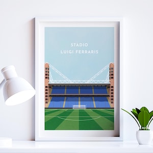 Genoa Football Club Print Gift, Luigi Ferraris Stadium Art Poster, Italian Friend or Family Present