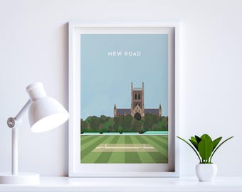 Worcestershire Cricket New Road County Ground Art Print - Framed or Unframed choice - Great Gifts for Cricket Fans - Fast UK Delivery