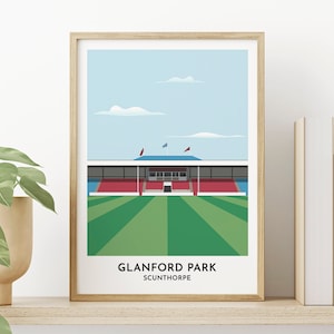 Scunthorpe United fc Wall Art - Glanford Park Contemporary Print - 30th Birthday Gift for Him - Football Poster