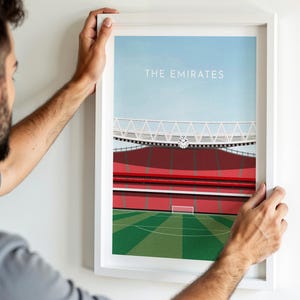 Lámina artística del Arsenal Football / Póster del Emirates Stadium / Regalo para el cumpleaños de papá / Regalo para la mejor amiga / Arte mural para dormitorio de niña