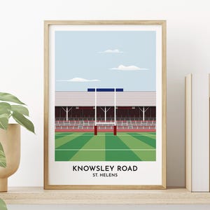 St. Helens Rugby Kunstdruck, weißsley Road ehemaliges Stadion Grafik Illustration, hochwertiges Poster, verschiedene Größenoptionen, gerahmt ungerahmt
