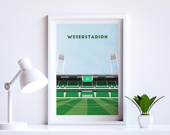Bremen Football Poster - Weserstadion Print - Minimalist German Football Print