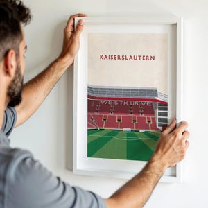 Stampa artistica del calcio di Kaiserslautern, poster illustrativo dello stadio Fritz Walter, ricordo del calcio tedesco, A4, A3, A2, A1, con o senza cornice