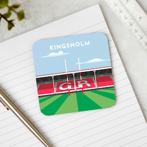 Gloucester Rugby Stadium Coaster Kingsholm Ground Colourful Beer Mat Rugger Fan Retro Drinksware Unique Trendy Sports Pub Decor image 1