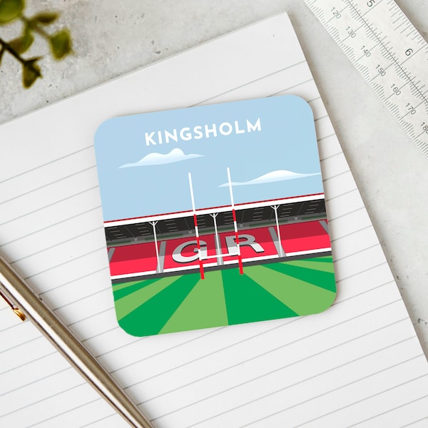 Gloucester Rugby Stadium Coaster - Kingsholm Ground Colourful Beer Mat - Rugger Fan Retro Drinksware - Unique Trendy Sports Pub Decor