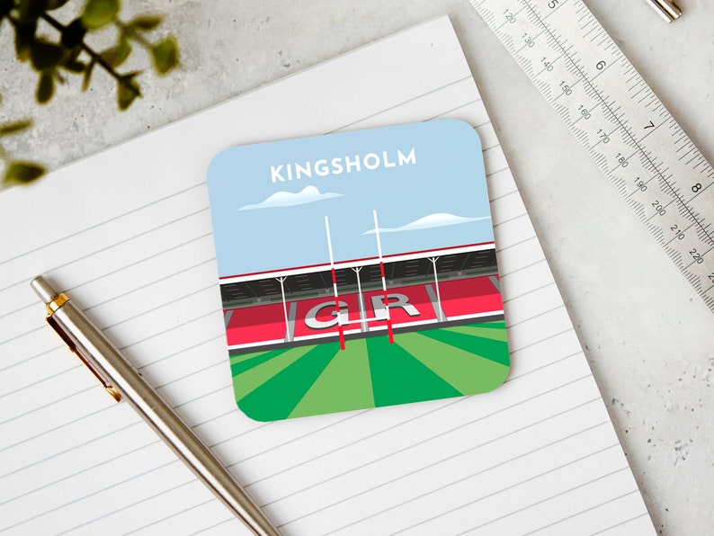 Gloucester Rugby Stadium Coaster Kingsholm Ground Colourful Beer Mat Rugger Fan Retro Drinksware Unique Trendy Sports Pub Decor image 1