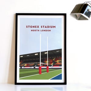Saracen Rugby Kunstdruck: Retro StoneX Stadium Illustriertes Poster, gerahmt oder ungerahmt