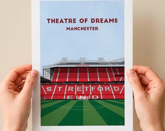 Manchester Utd Football Stadium Print – Theatre of Dreams Poster Gift Wall Art
