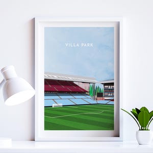 Aston Villa Poster Football Gift, Modern Style Villa Park Print, Best Gifts for Him, Black or White Wood Frame A4 A3