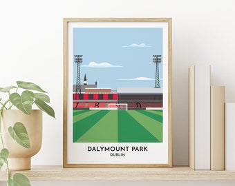 Bohemian Football Art - Dalymount Park Print Poster Gift - Gifts for Dad Mum - Dublin Friend Gift