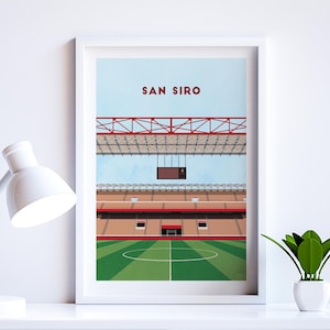 San Siro Milan Poster - Football Fan Gift - Retro Modern Italy Football Print