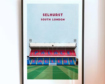 Crystal P Selhurst Stadium Print - Football Poster, Illustrated Wall Art Gift